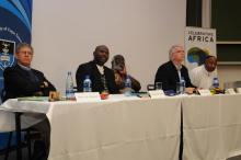 Prof J.D. Barkan, Dr S. Fikeni, Prof K. Prah, Prof R. Mattes, and Prof T. Nhlapo