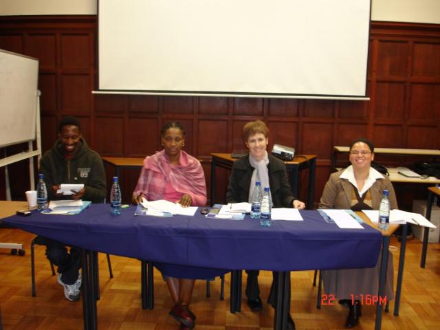 The panelists: From left to right: Thobani Ncapai, Nieliswa Nkwaw, Susan Wishart and the chair Celeste Coetzee