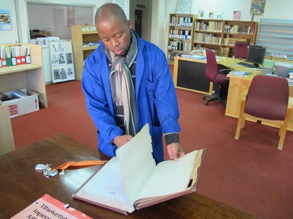 Sebinane Lekoekoe in the reading room of Lesotho's National Archives.Photograph credit: Jo-Anne Duggan