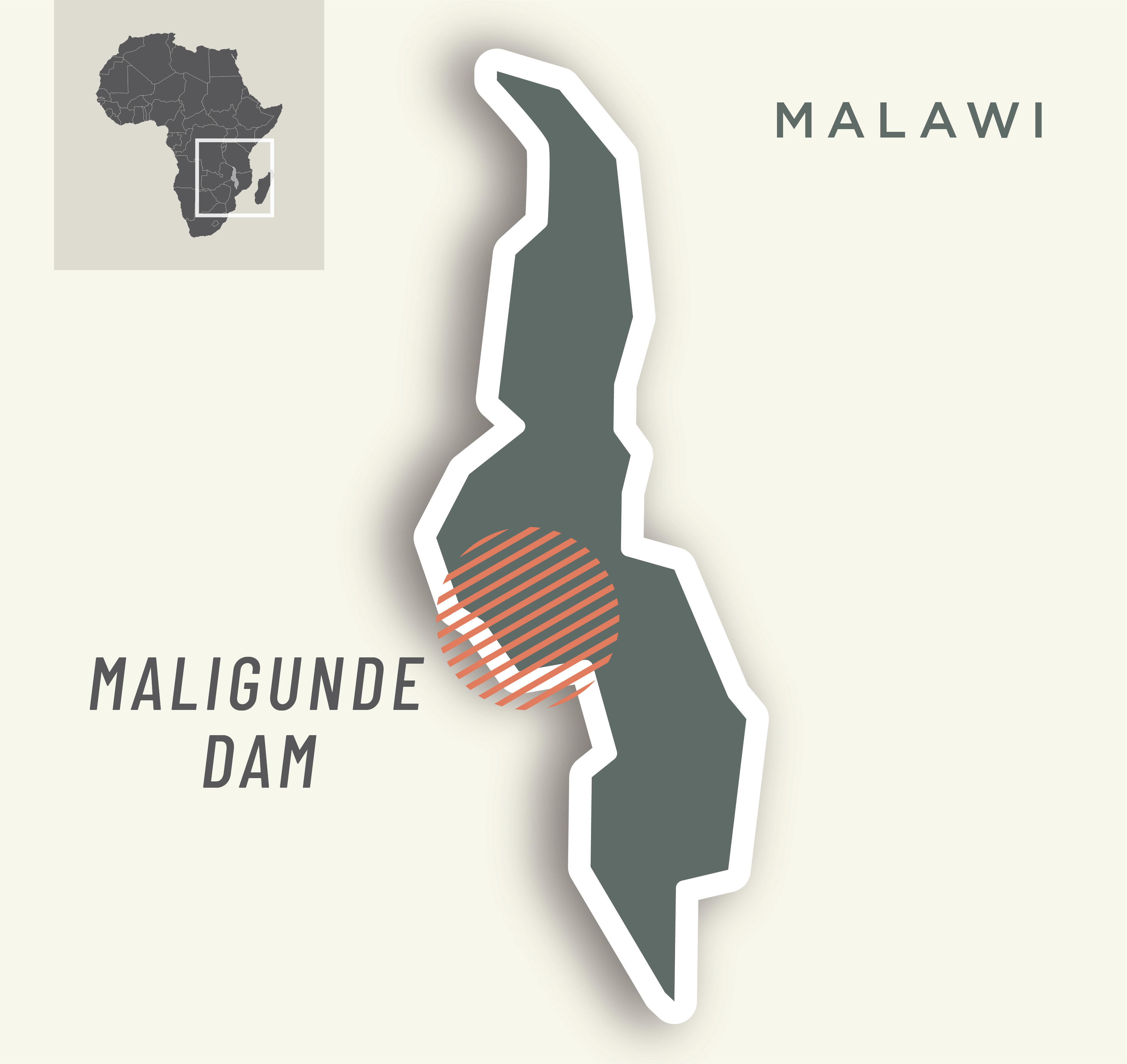 Map Maligunde Dam, Malawi