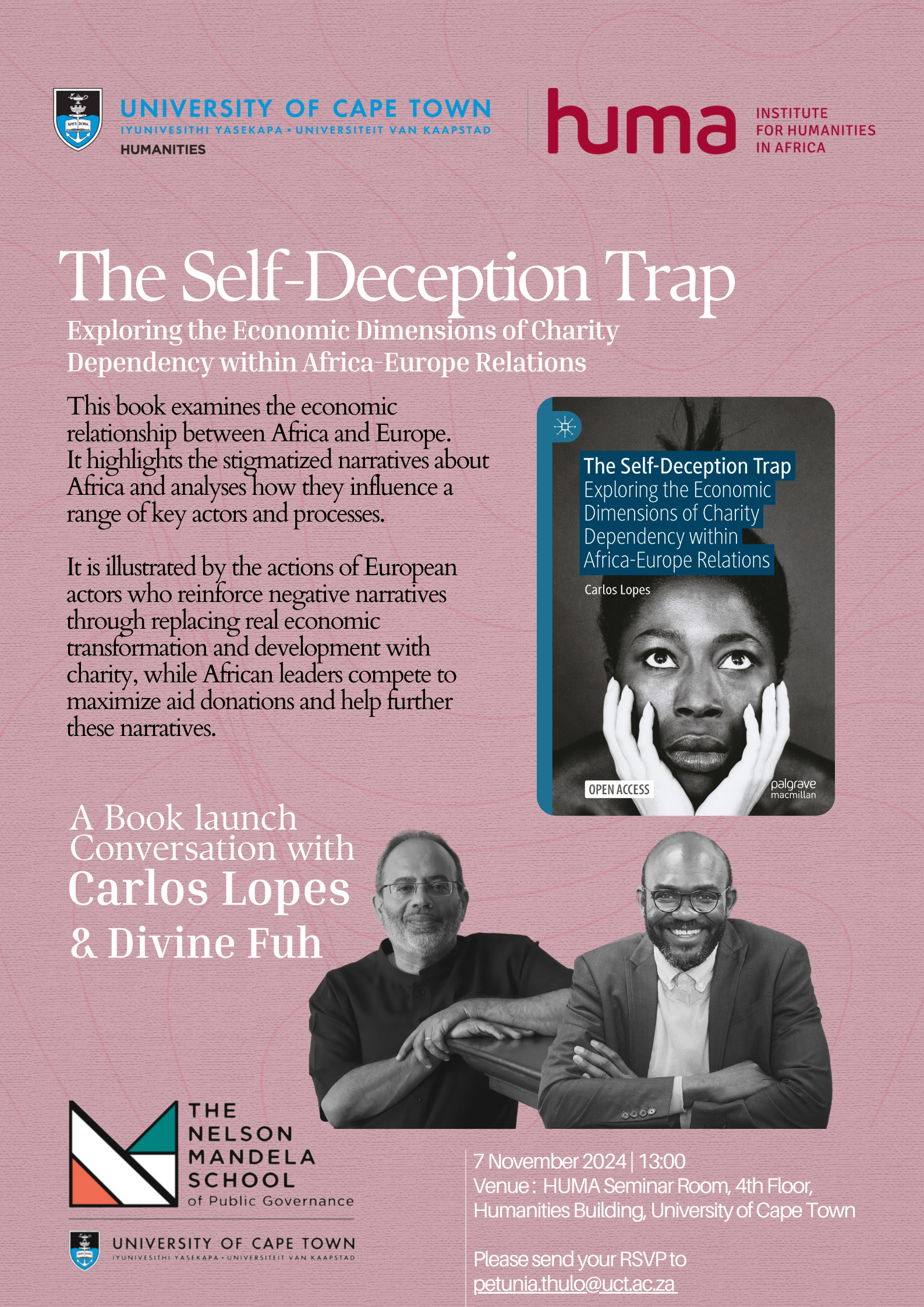 Poster Carlos Lopes: The Self-Deception Trap. Book launch