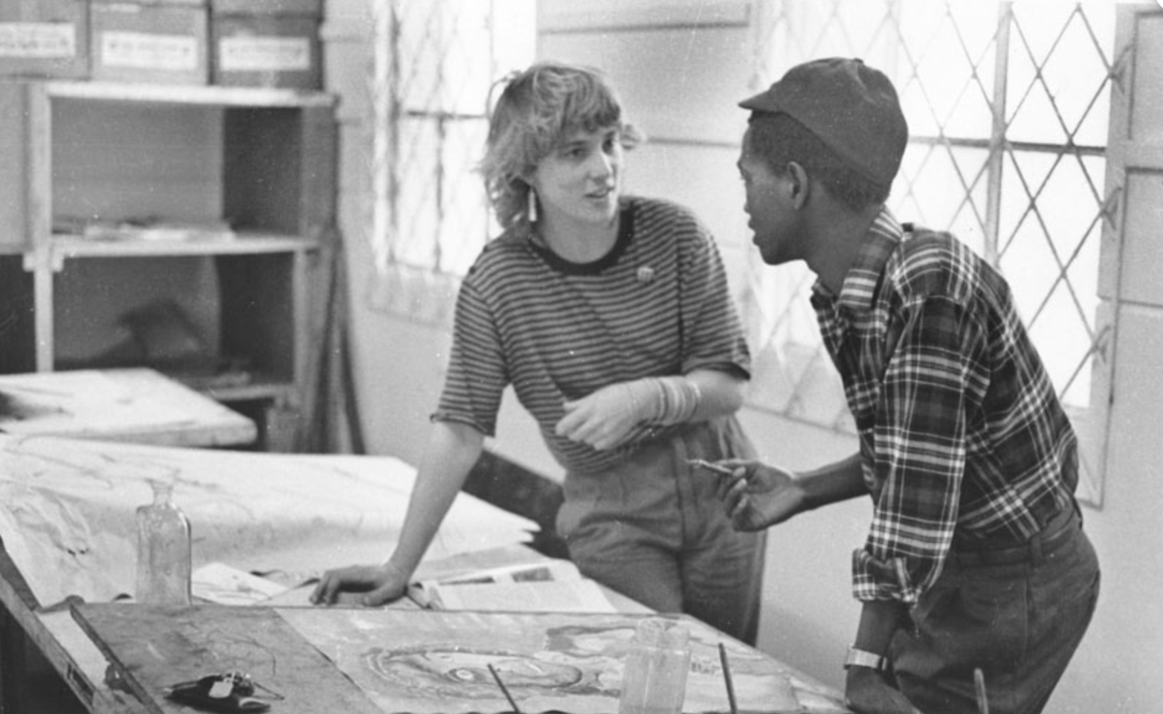 Vuyile with Jane Solomon at Cap 1987