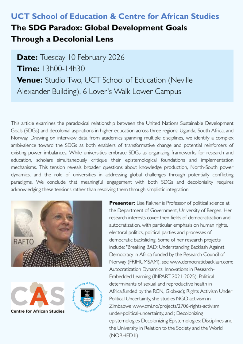 SoE & CAS joint seminar with Prof. Lise Rakner