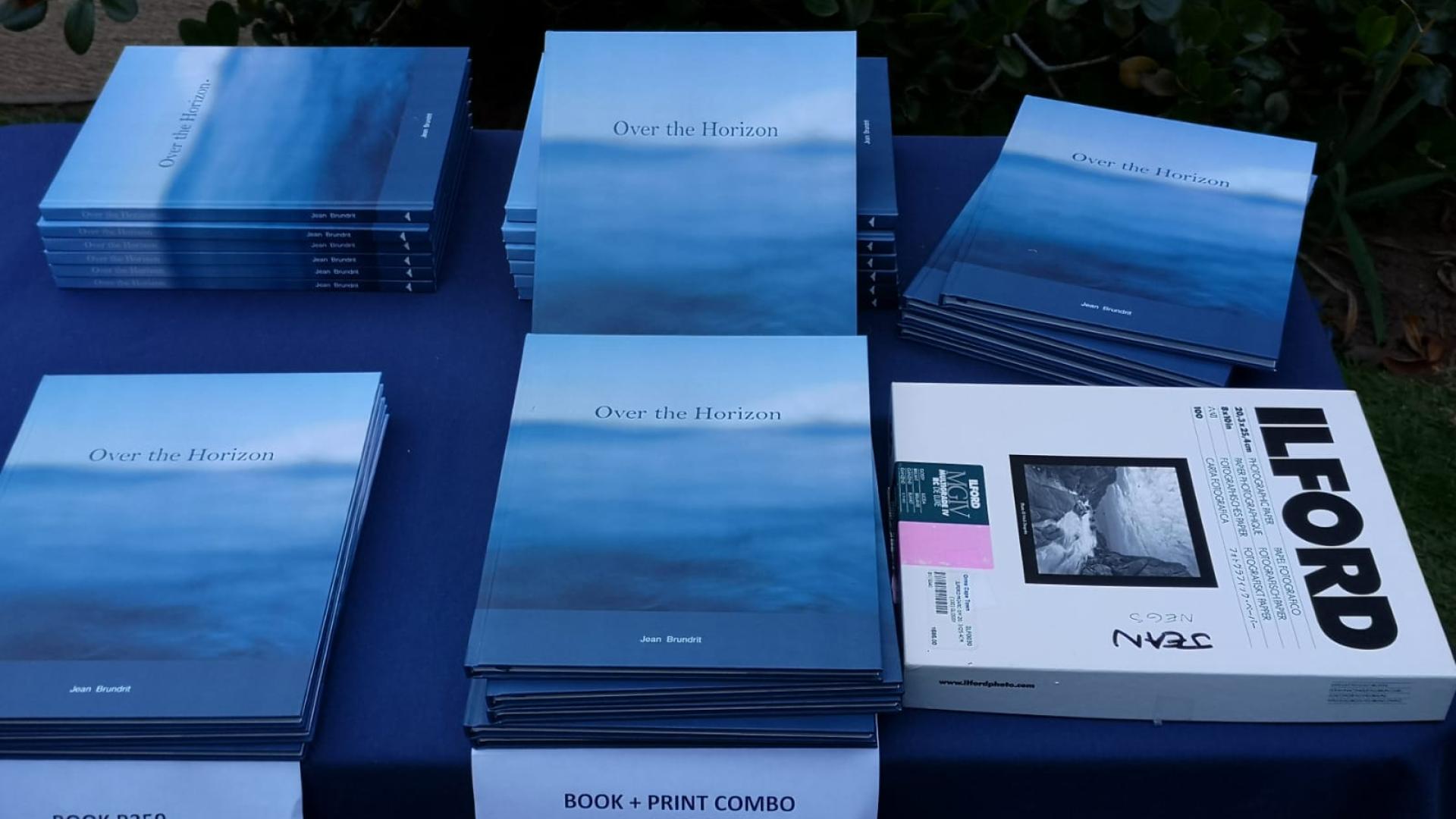 Copies of Over the Horizon ready to be signed