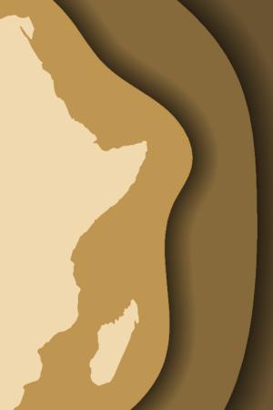 African continent, abstract schematic from layers paper cut 3D waves and shadows one over the other. Stock illustration