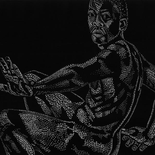 Black and Blue Linocut, 2005