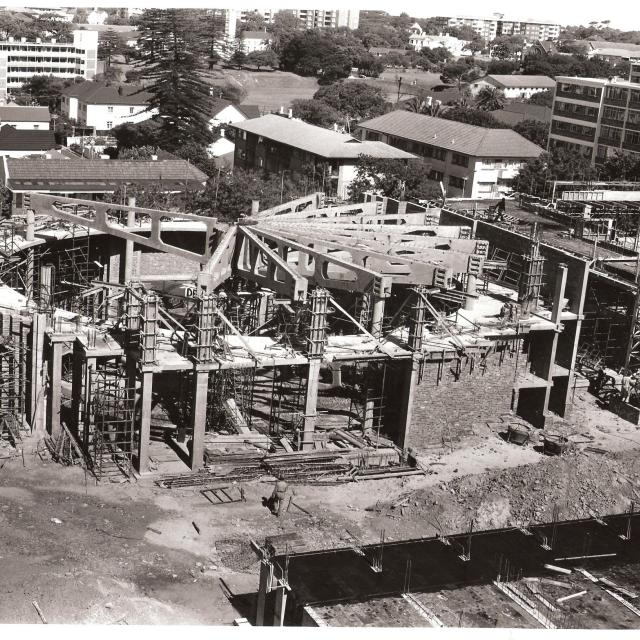 Building of the Baxter Theatre with the Concert Hall wagon wheel