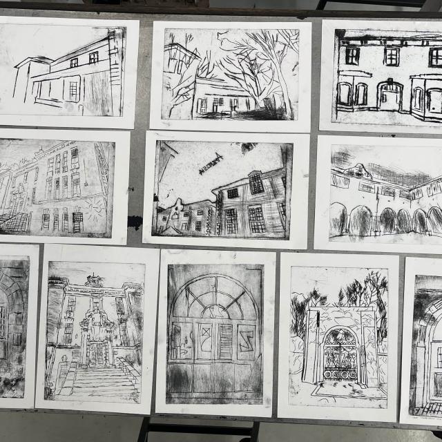 Prints made of buildings