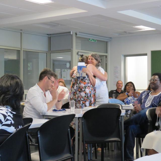 Farewell hug from Jo Hardman