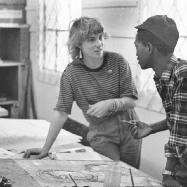 Vuyile with Jane Solomon at Cap 1987