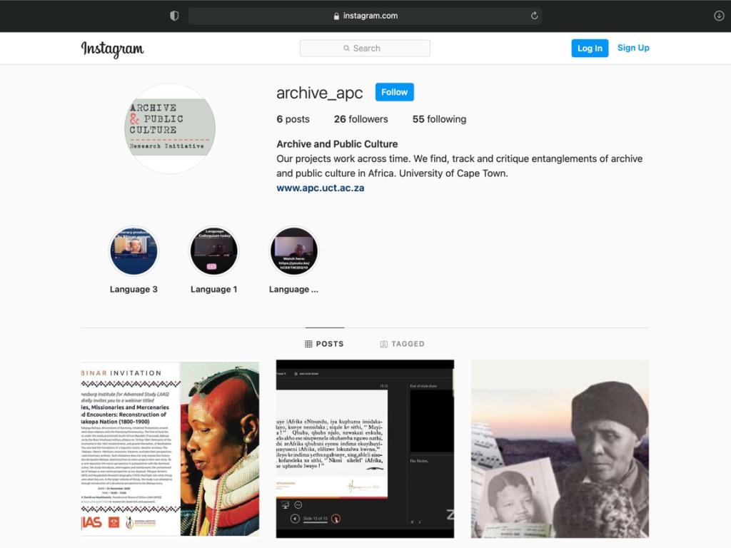 Screenshot of the APC’s Instagram page. 