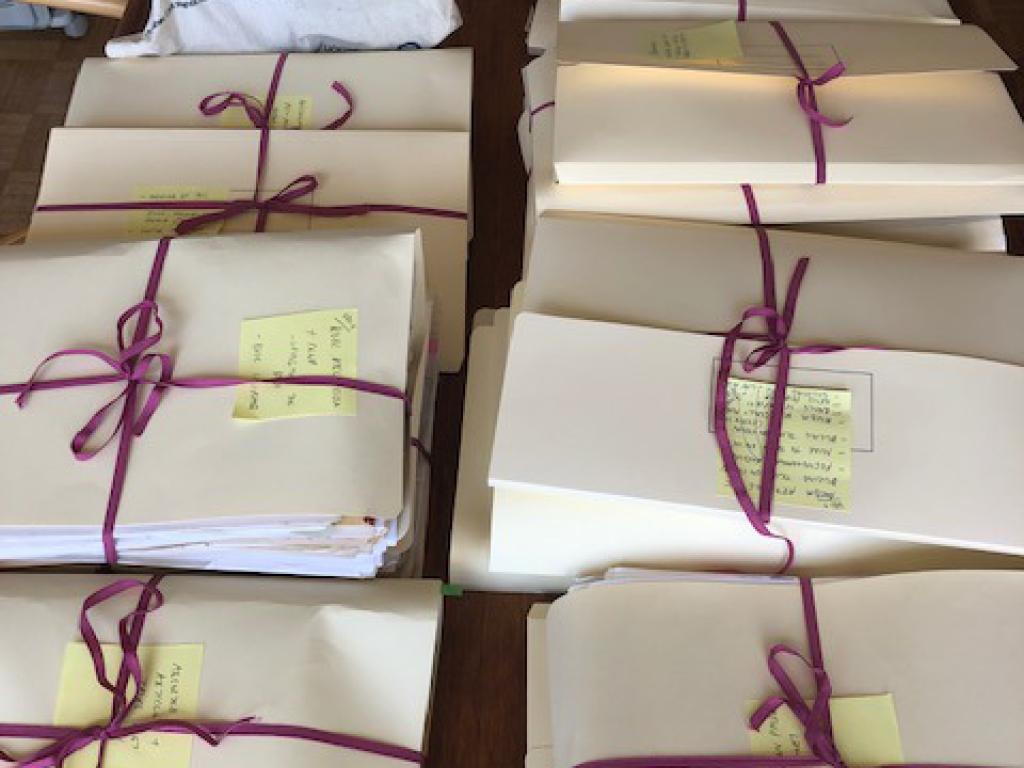 Photograph of Andrea Durbach’s archival material that was used in the trial and informed the book, documentary and subsequent related projects. Image coutesy of Andrea Durbach. 