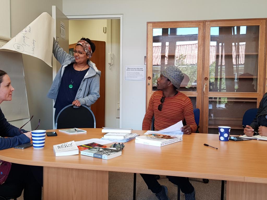 From left to right: Shannon Morreira (Hum EDU) ; Yusra Price (Hum EDU/Social Anthropology); Msakha Mona ( Hum EDU/Media Studies) and Tammy Wilks ( Hum EDU/African Studies)