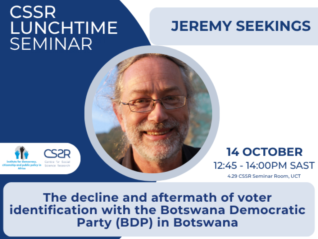 Prof Jeremy Seekings seminar